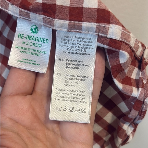 JCrew Men's brown and white Checkered Shirt long sleeve button up shirt - Picture 3 of 4